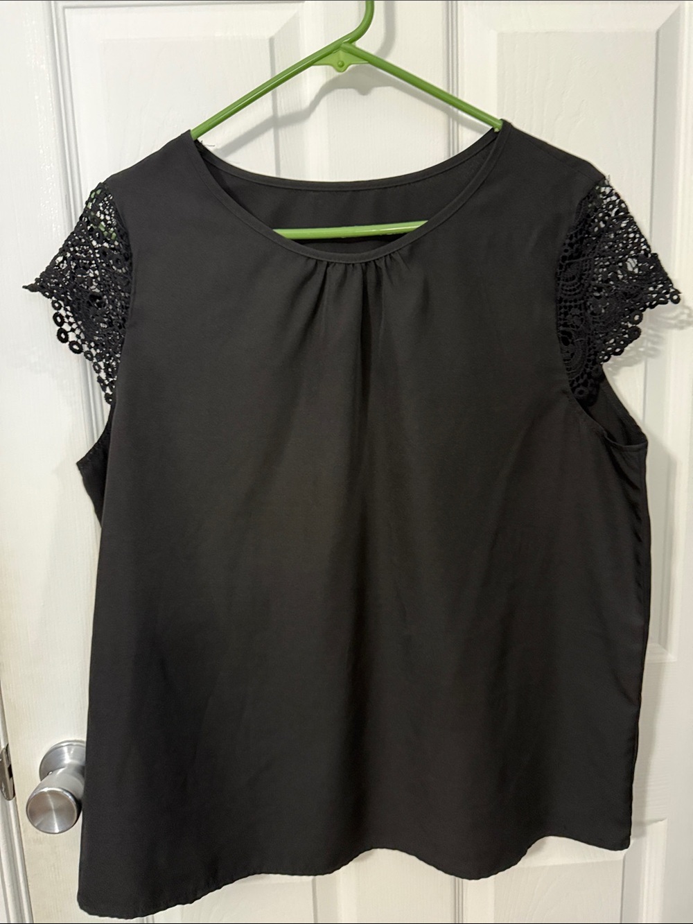 Black Lace Sleeve Women's Top
